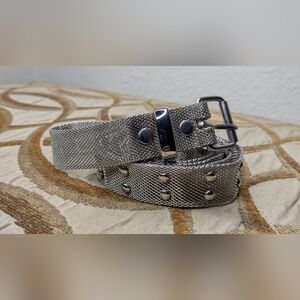 Silver Chain Mail Studded Mesh Armani Exchange 11 Hole Belt Size 30"-40"
